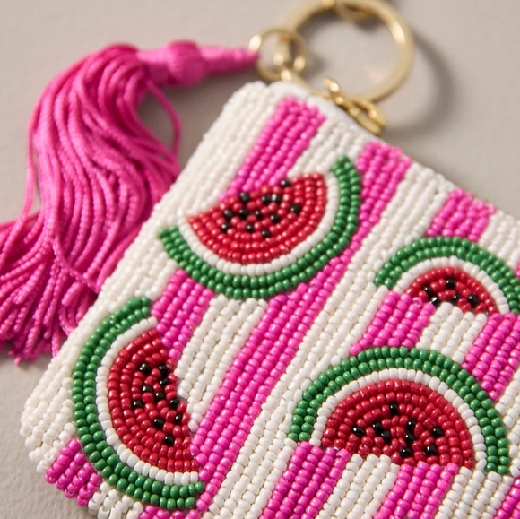 🌼 NWT Anthropologie watermelon beaded coin purse - Picture 3 of 5
